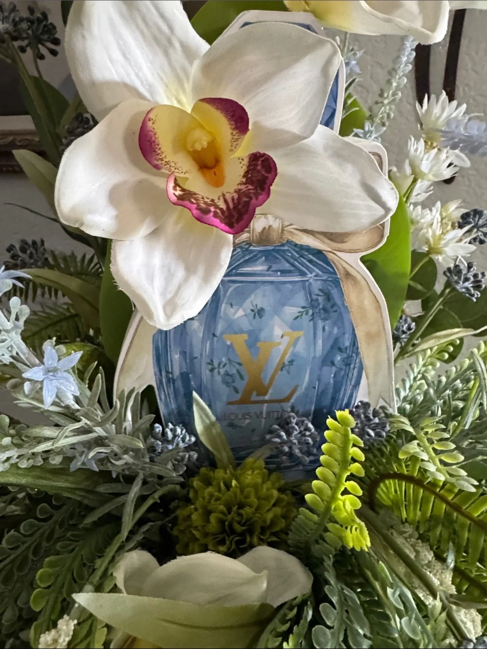 Louis Vuitton Blue and White Faux Orchid Arrangement